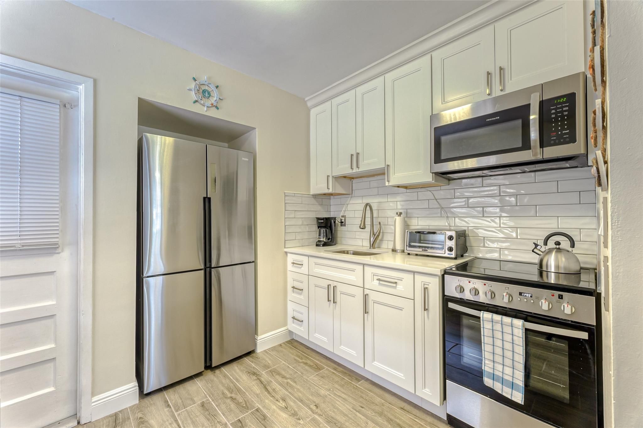Interior, Kitchen, Stainless Steel Appliances, Wood Texture Flooring