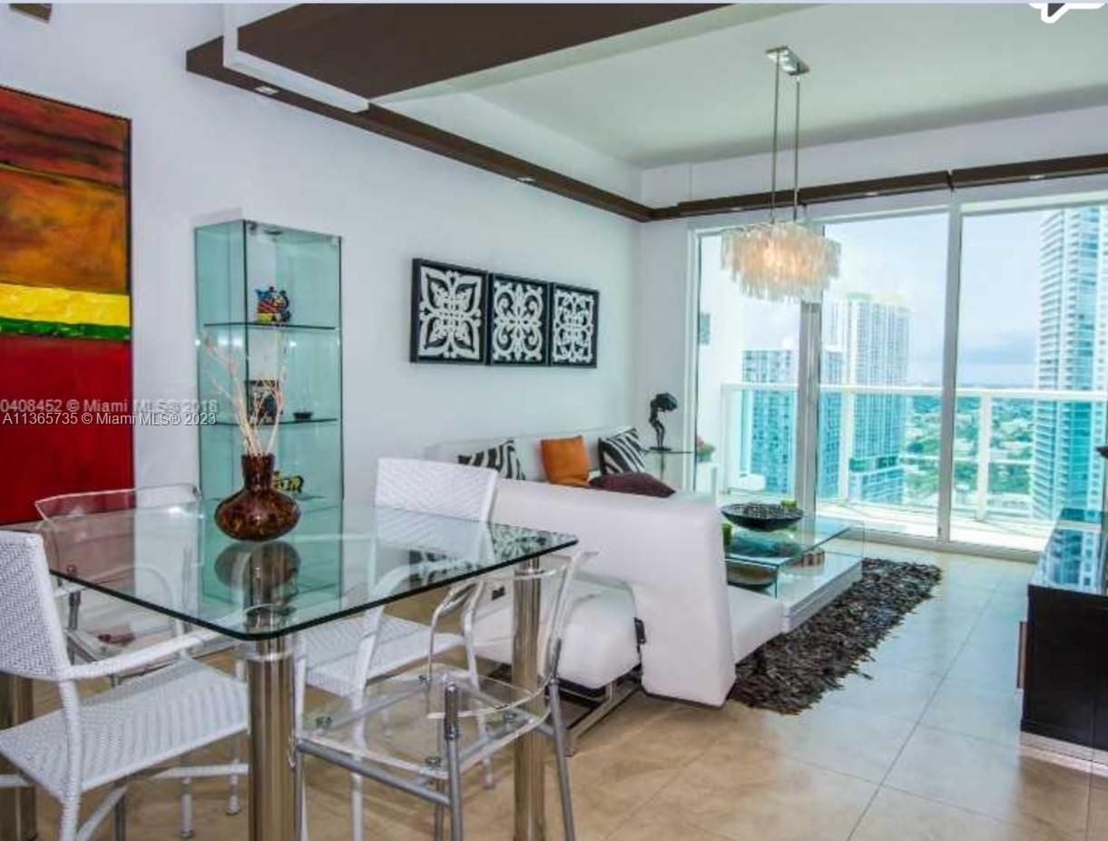 Interior, Dining room, Chandelier, Ceramic Tile, Pendant Lights