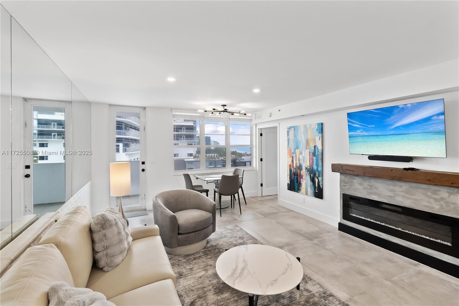 Dining room, Fireplace, Interior, Living room, Recessed Lighting