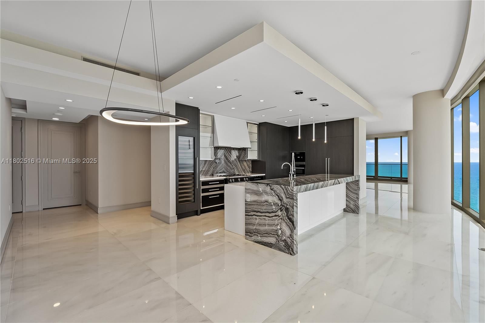 Interior, Kitchen, Marble, Pendant Lights, Recessed Lighting, Water