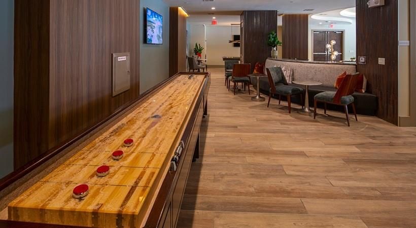 Interior, Recessed Lighting, Wood Texture Flooring, Wooden Walls
