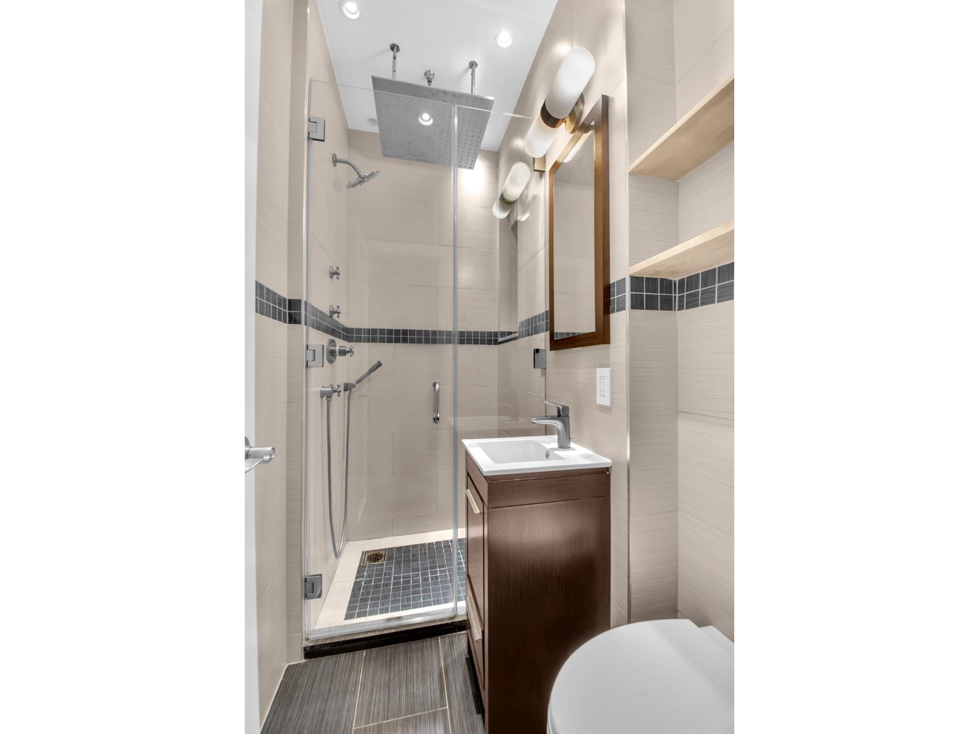 Bathroom, Glass Shower, Interior, Recessed Lighting