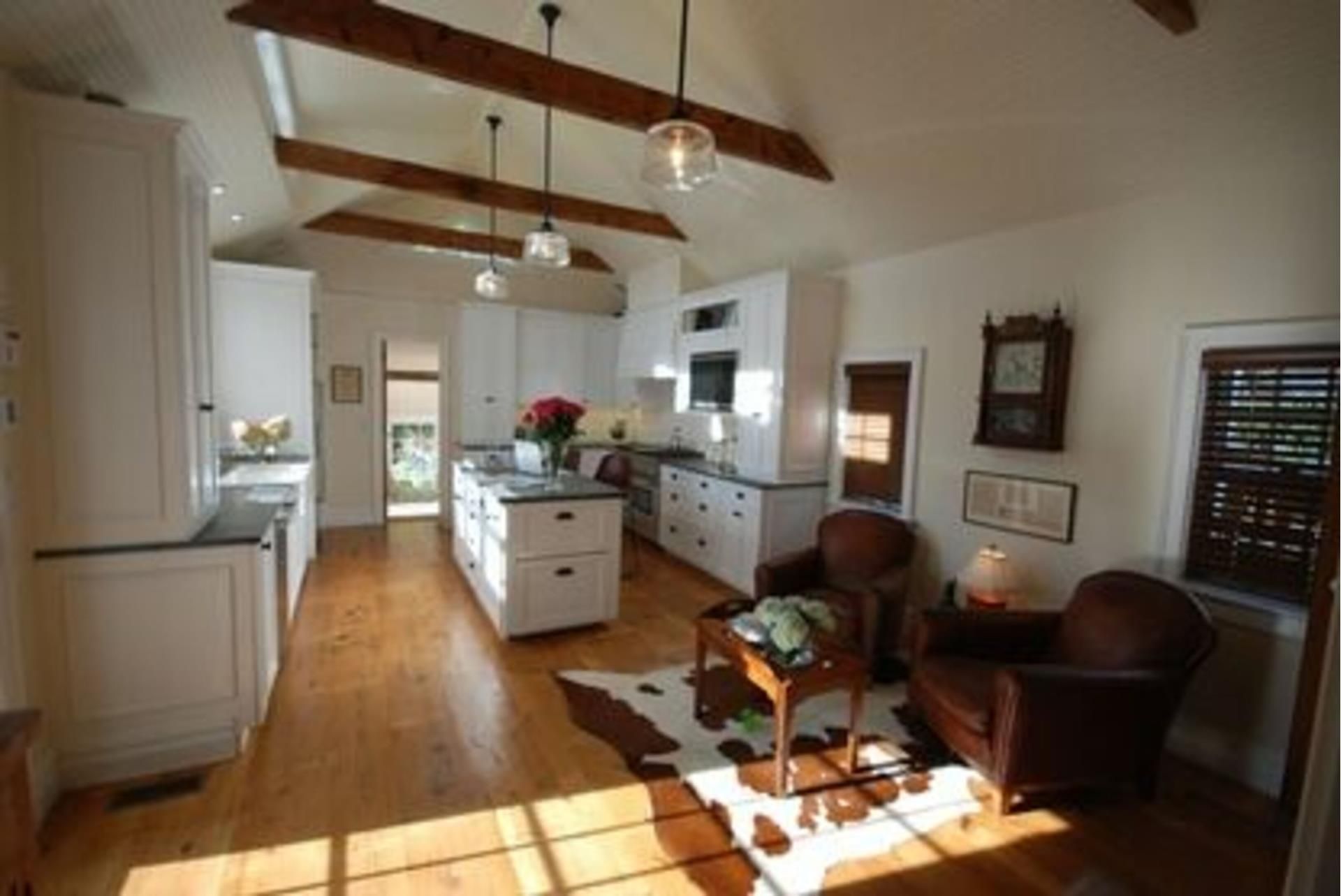 Interior, Kitchen, Living room, Pendant Lights, Wooden Beams, Wood Texture Flooring