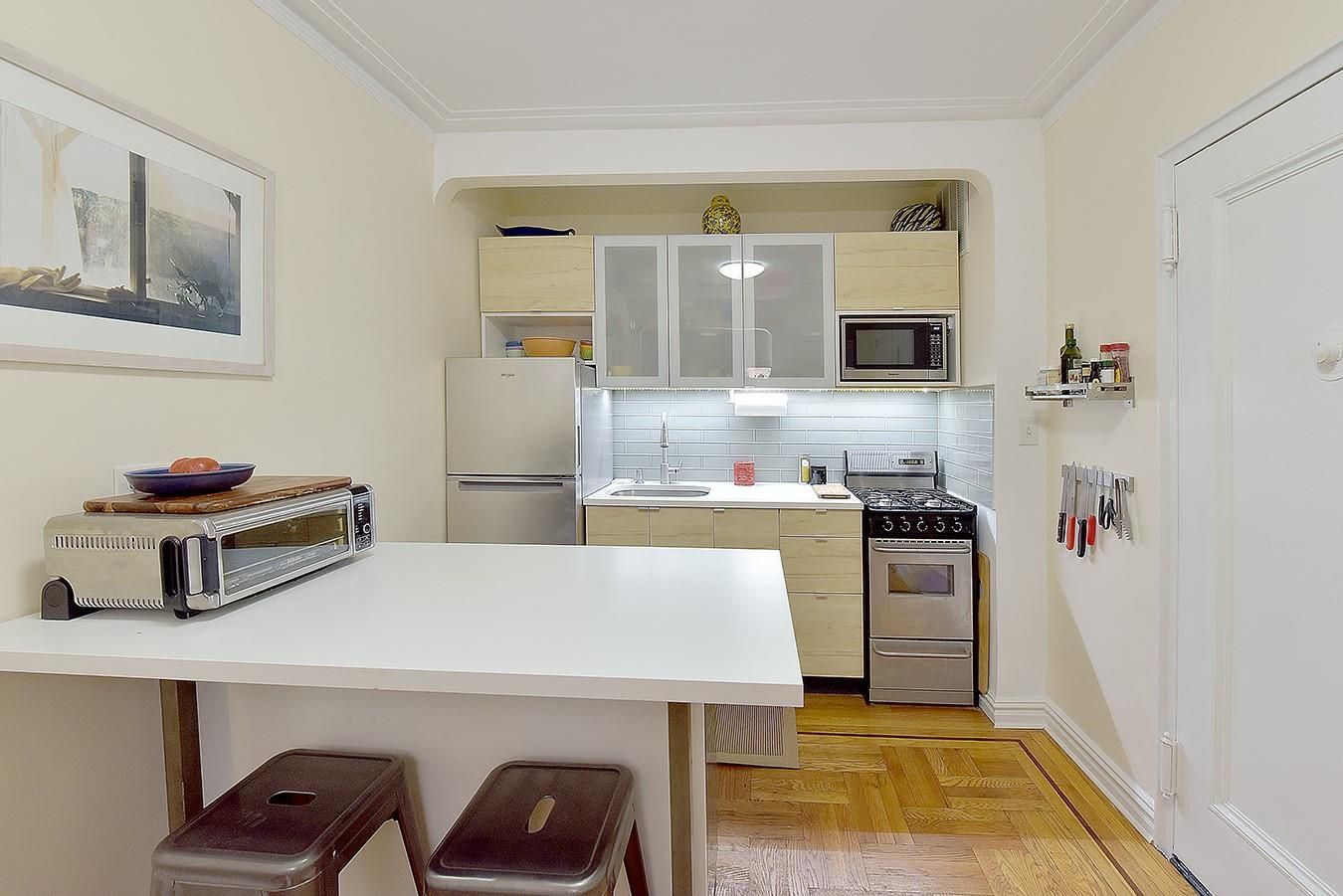 Interior, Kitchen, Pendant Lights, Stainless Steel Appliances, Wood Texture Flooring