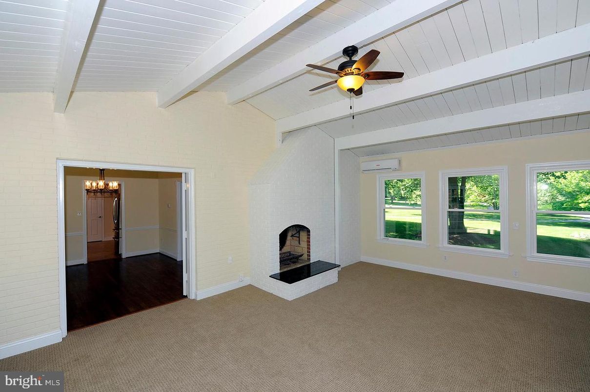 Chandelier, Empty room, Fireplace, Interior, Wood Texture Flooring