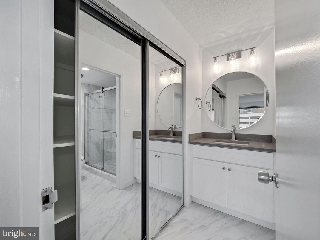 Bathroom, Dual Sink Vanities, Glass Shower, Interior, Marble