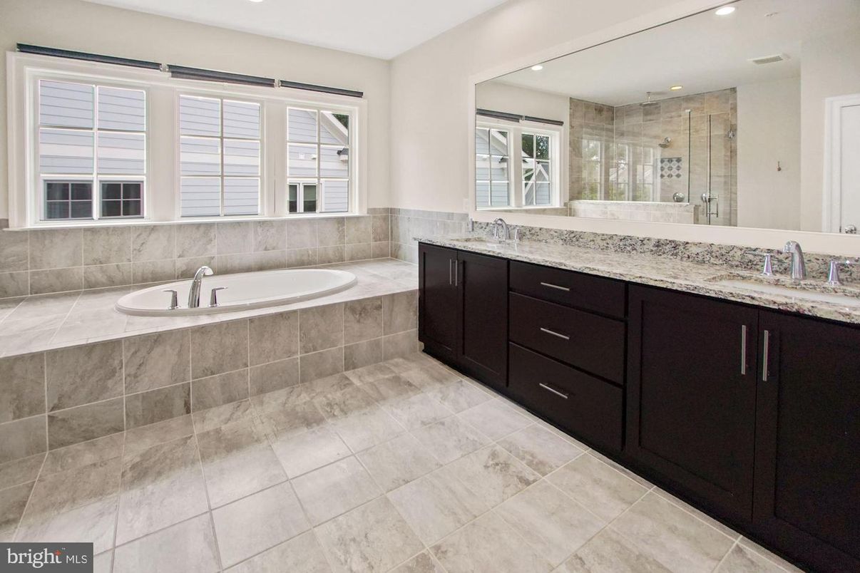 Bathroom, Dual Sink Vanities, Glass Shower, Interior, Recessed Lighting