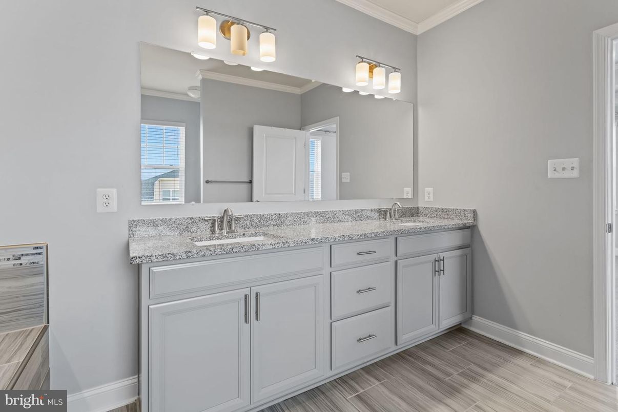 Bathroom, Dual Sink Vanities, Interior, Wood Texture Flooring