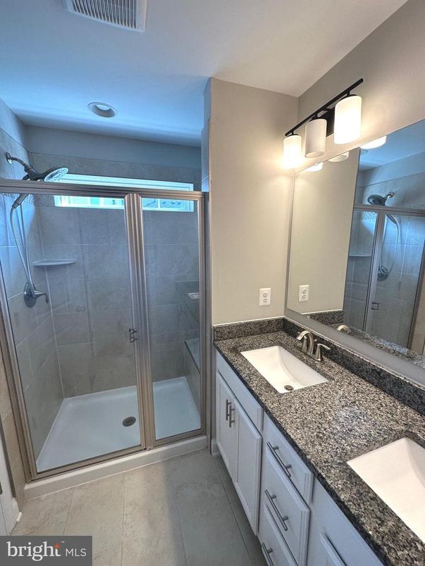 Bathroom, Dual Sink Vanities, Glass Shower, Interior, Recessed Lighting