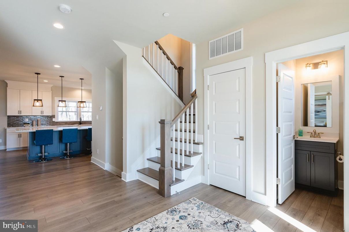 Interior, Kitchen, Pendant Lights, Recessed Lighting, Wood Texture Flooring