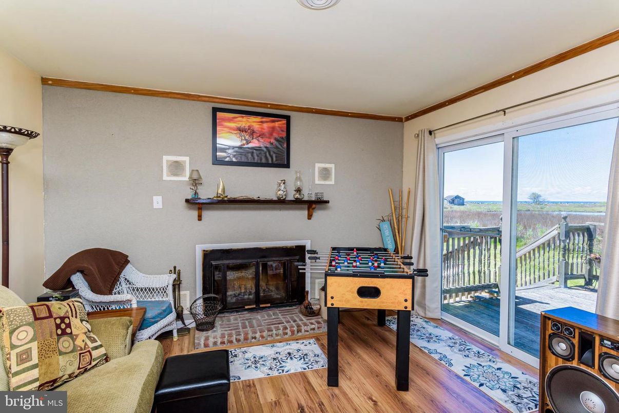 Fireplace, Game Room, Interior, Wood Texture Flooring