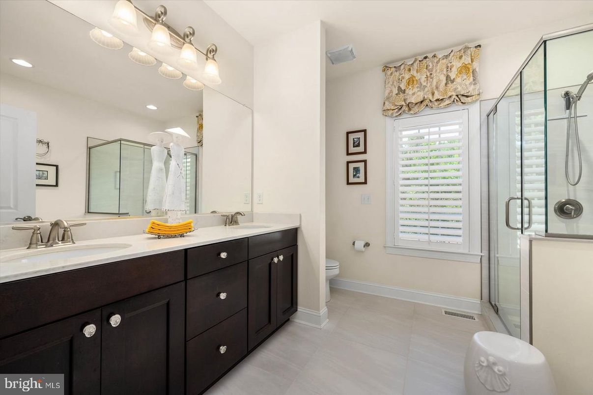 Bathroom, Dual Sink Vanities, Glass Shower, Interior, Recessed Lighting