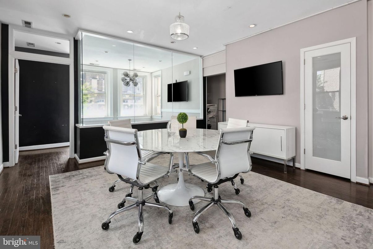 Home Office, Interior, Pendant Lights, Recessed Lighting, Wood Texture Flooring