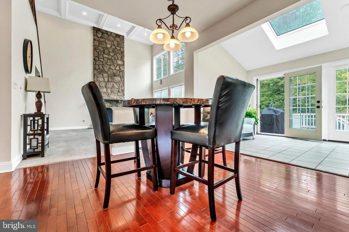 Interior, Pendant Lights, Recessed Lighting, Stone Walls, Wood Texture Flooring