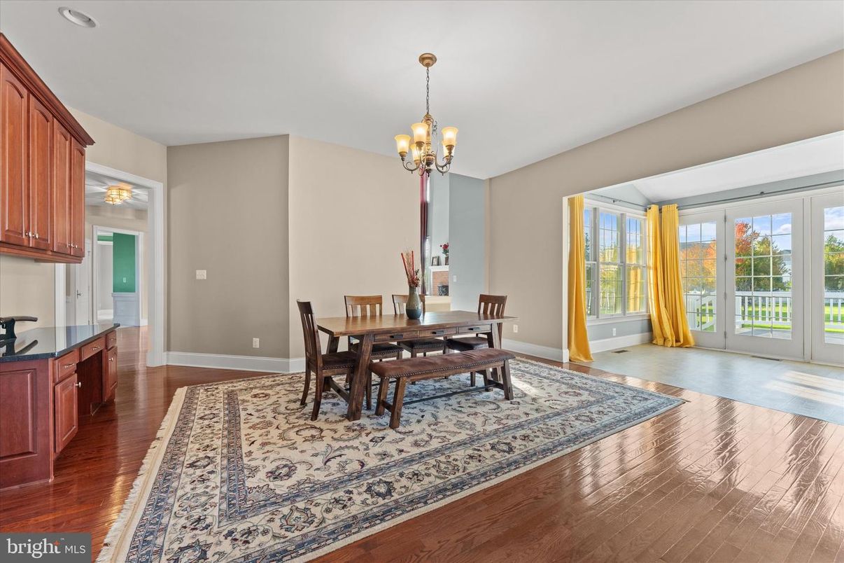 Chandelier, Dining room, Interior, Wood Texture Flooring