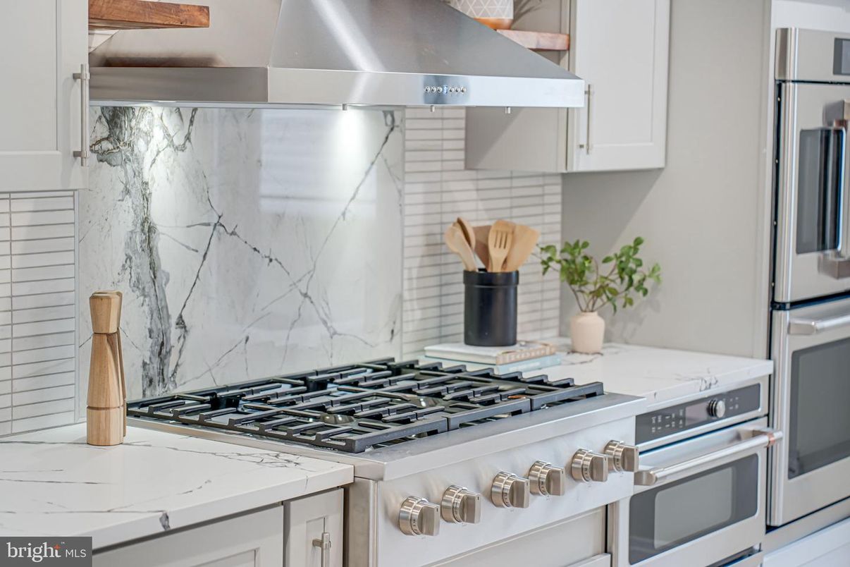 Interior, Kitchen, Marble Walls, Stainless Steel Appliances