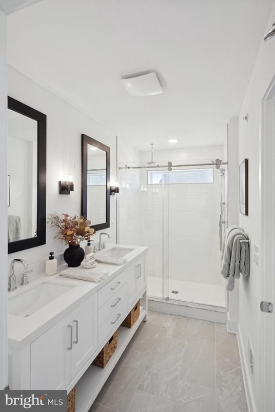 Bathroom, Dual Sink Vanities, Glass Shower, Interior