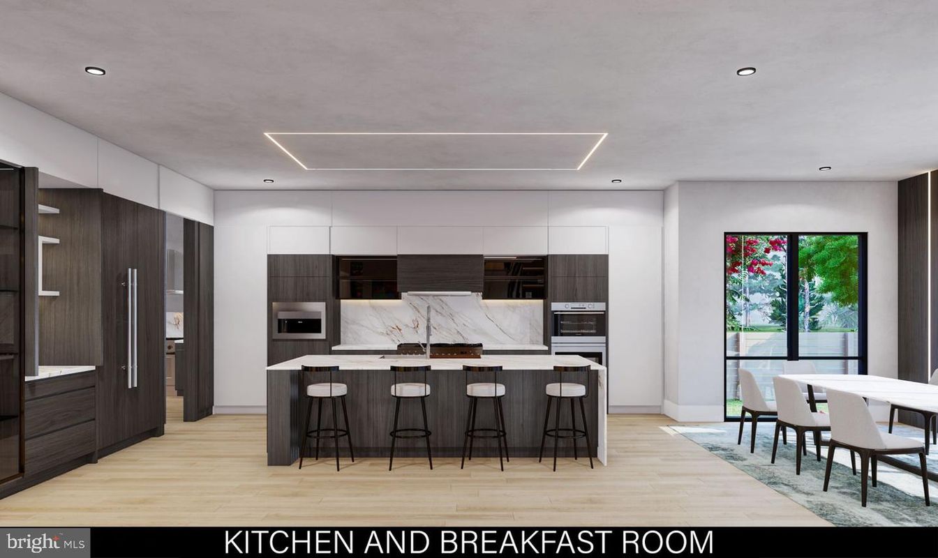 Dining room, Interior, Kitchen, Recessed Lighting, Stainless Steel Appliances, Wood Texture Flooring