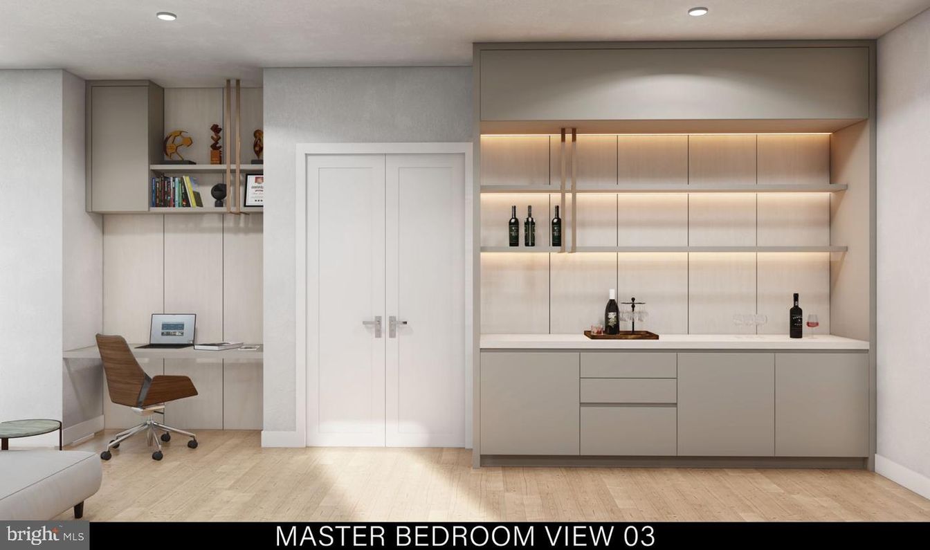 Home Office, Interior, Recessed Lighting, Wood Texture Flooring