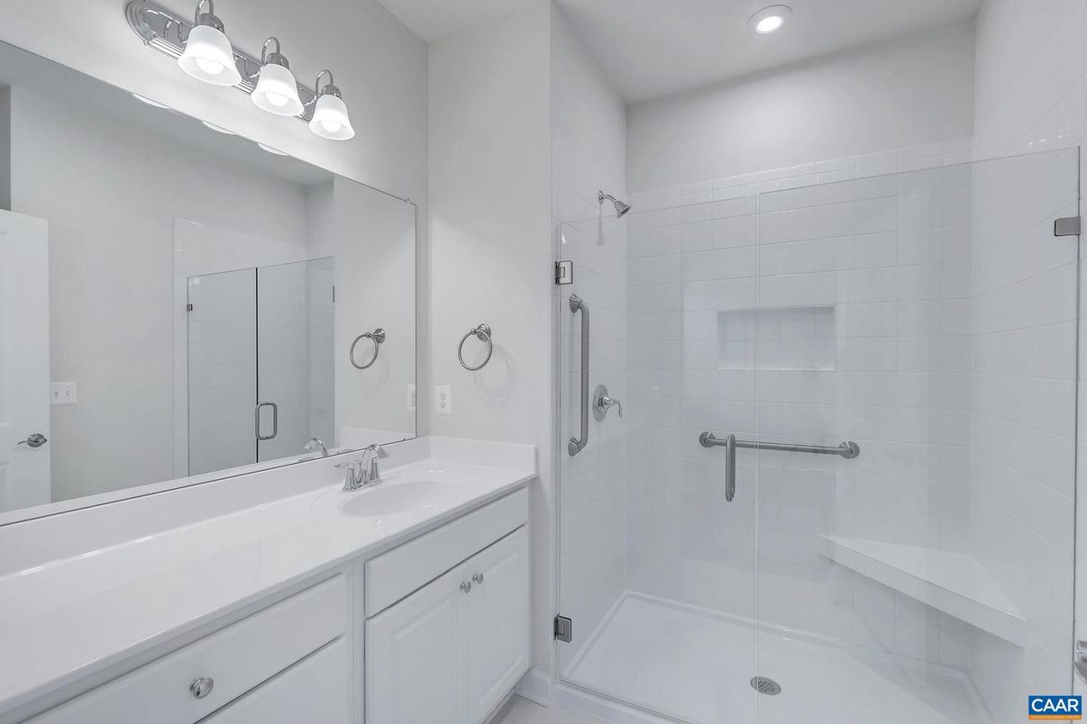 Bathroom, Dual Sink Vanities, Glass Shower, Interior, Recessed Lighting