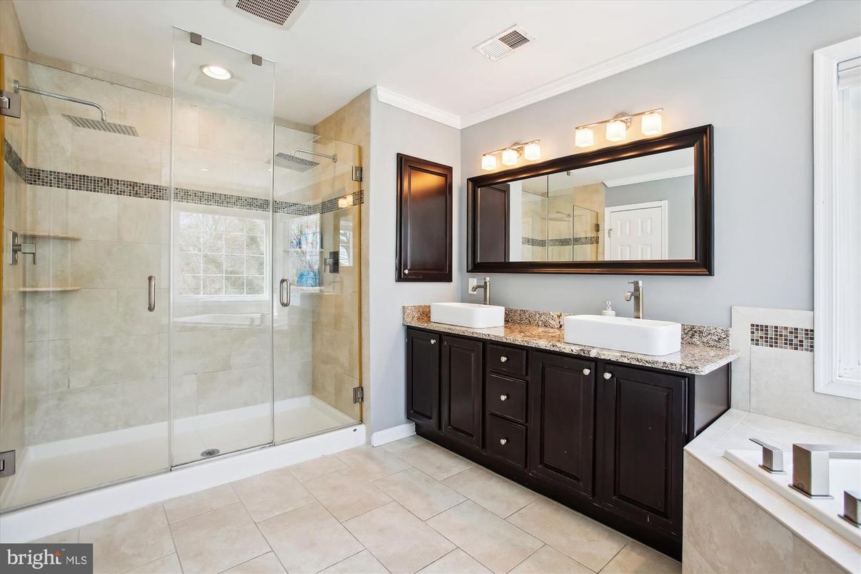 Bathroom, Dual Sink Vanities, Glass Shower, Interior