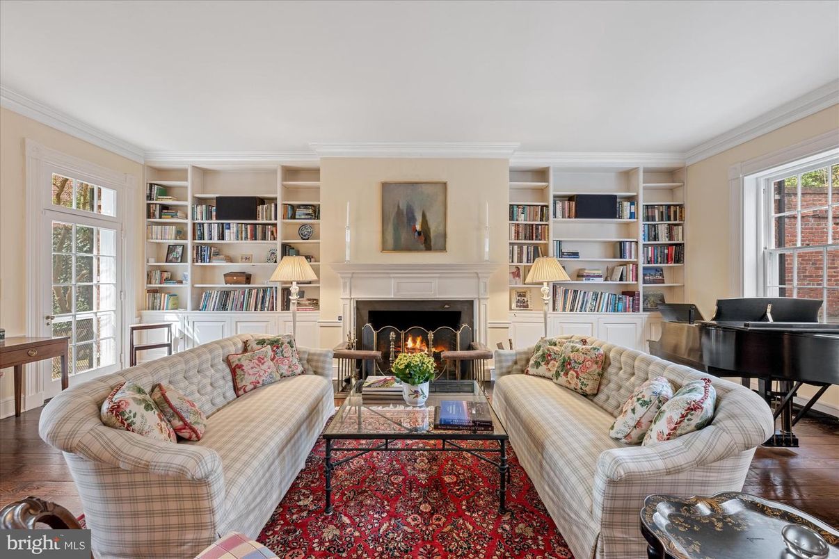 Fireplace, Interior, Living room, Piano, Wood Texture Flooring