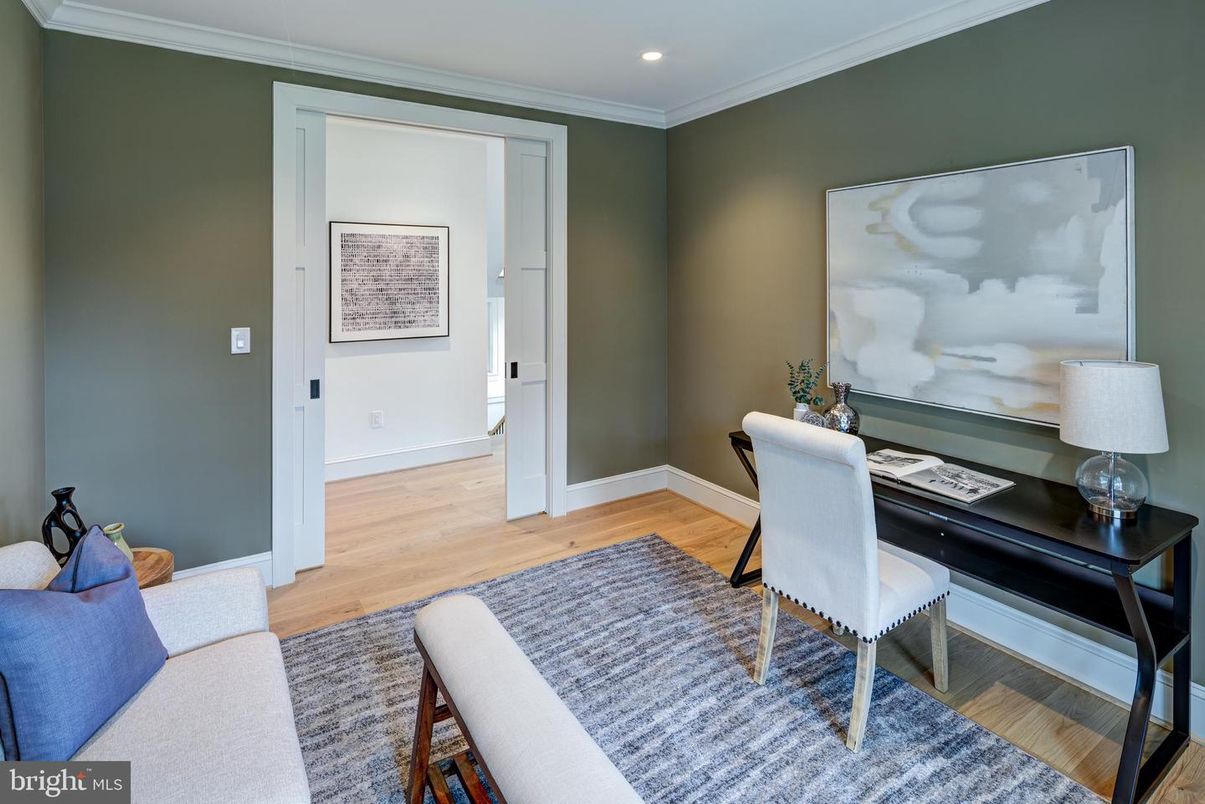 Home Office, Interior, Recessed Lighting, Wood Texture Flooring