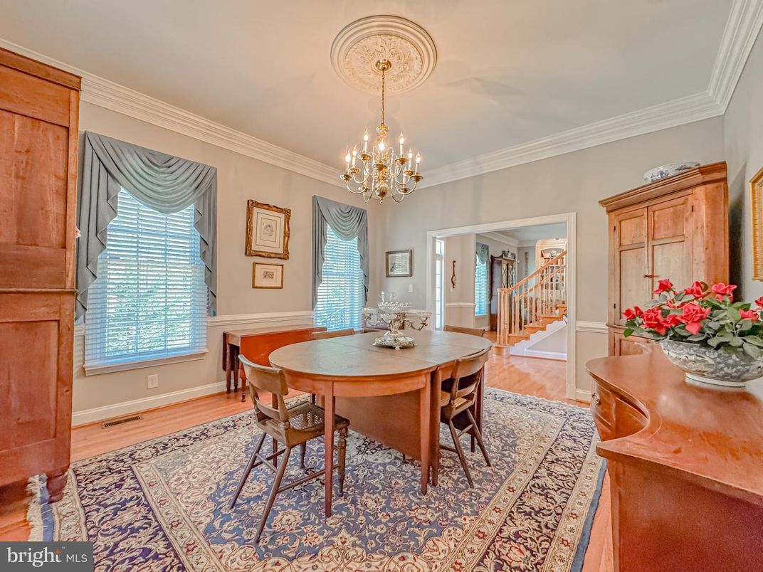 Chandelier, Dining room, Interior, Wood Texture Flooring