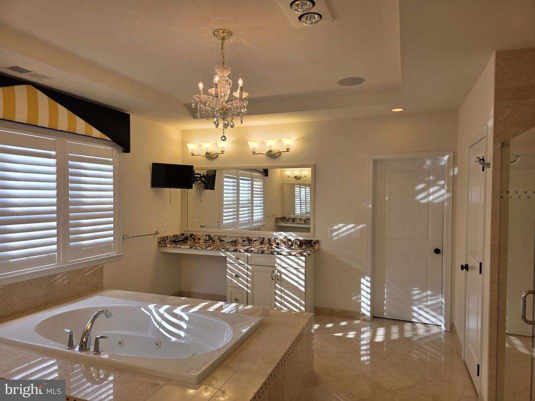 Bathroom, Chandelier, Interior, Recessed Lighting