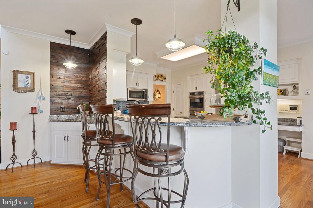 Interior, Kitchen, Pendant Lights, Stainless Steel Appliances, Wood Texture Flooring, Wooden Walls
