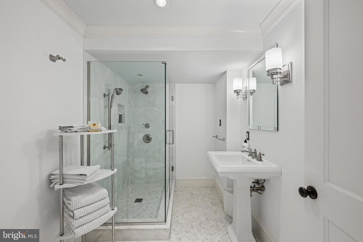 Bathroom, Glass Shower, Interior, Recessed Lighting