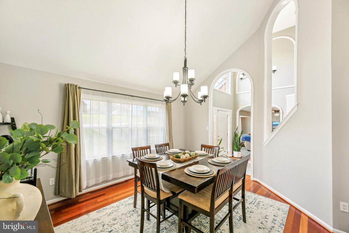 Chandelier, Dining room, Interior, Pendant Lights, Wood Texture Flooring