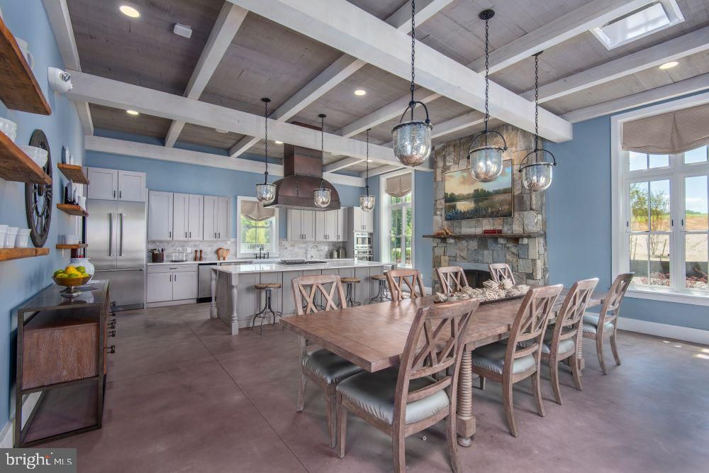 Dining room, Fireplace, Interior, Kitchen, Pendant Lights, Recessed Lighting