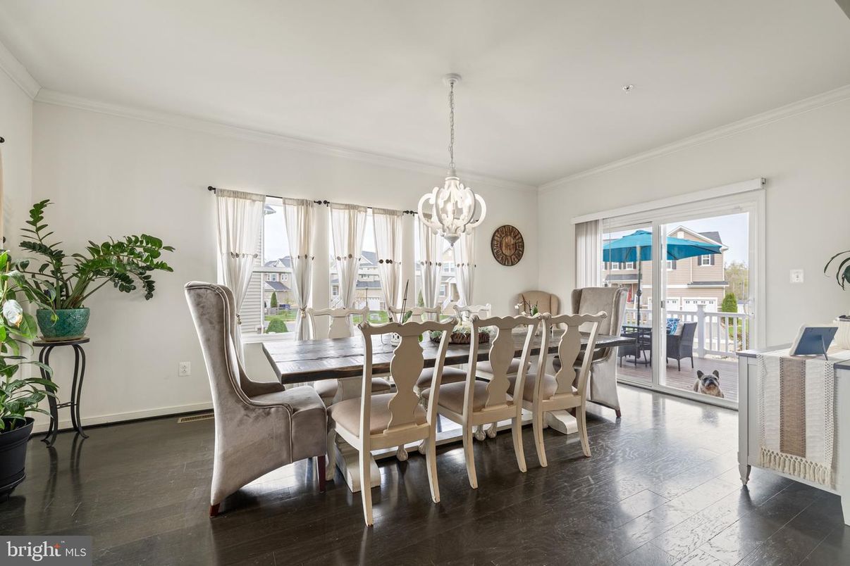 Chandelier, Dining room, Interior, Pendant Lights, Wood Texture Flooring