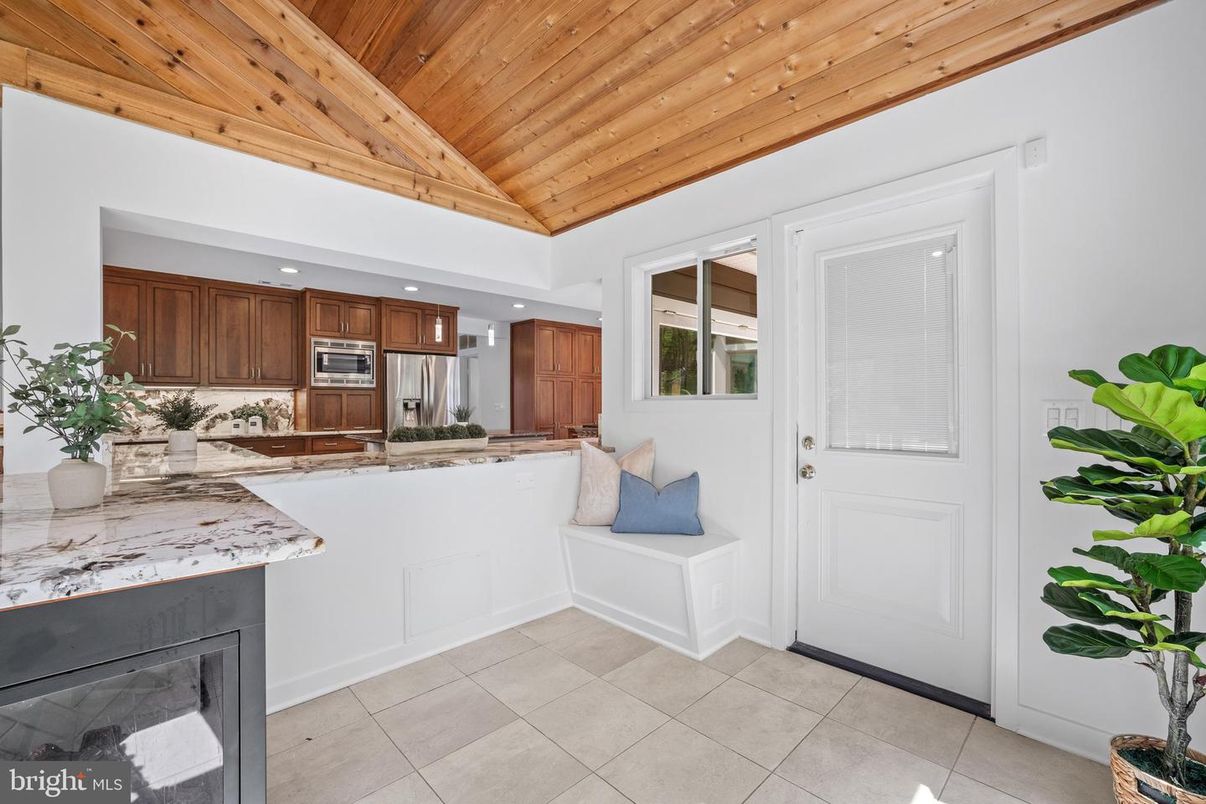 Interior, Kitchen, Recessed Lighting, Stainless Steel Appliances, Wooden Ceilings