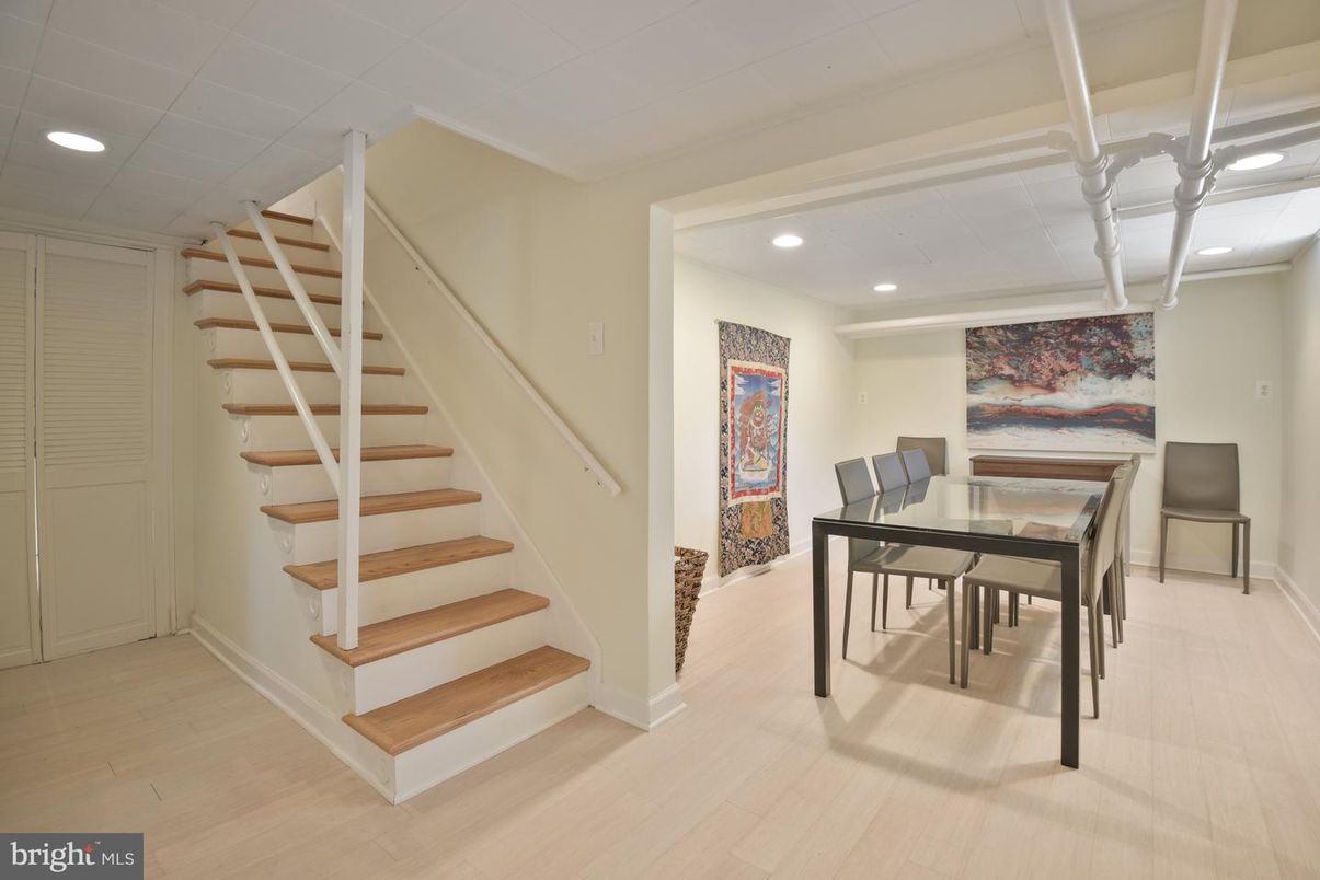 Dining room, Interior, Recessed Lighting, Wood Texture Flooring
