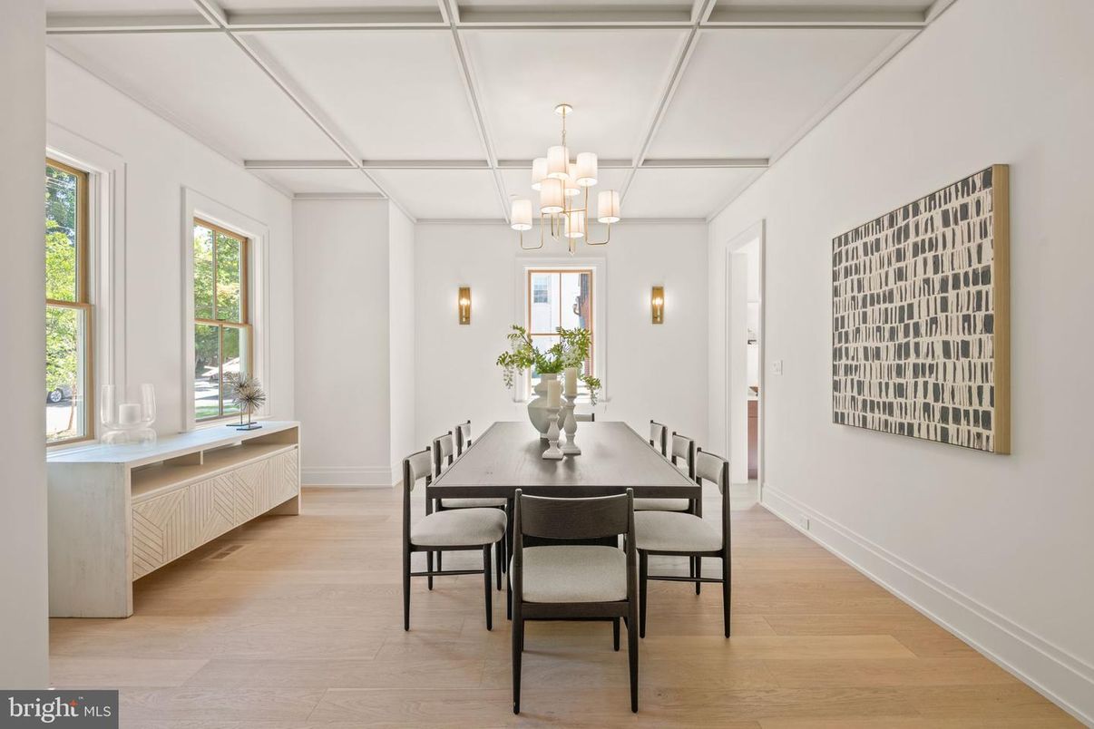 Chandelier, Dining room, Interior, Wood Texture Flooring