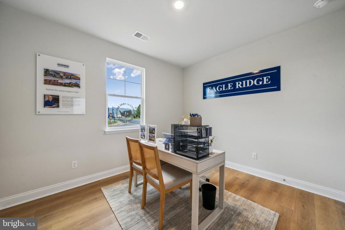 Home Office, Interior, Recessed Lighting, Wood Texture Flooring