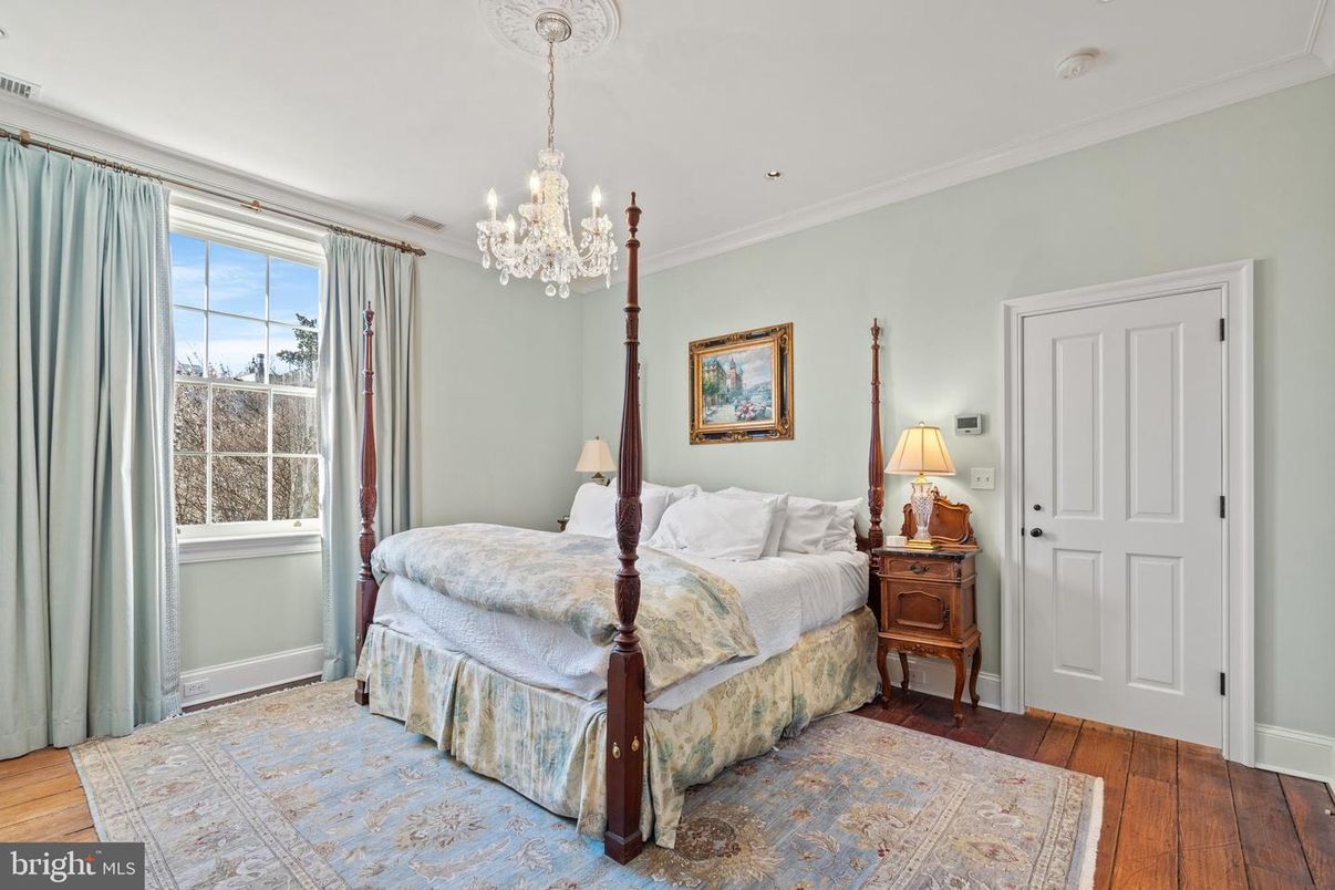 Bedroom, Chandelier, Interior, Wood Texture Flooring