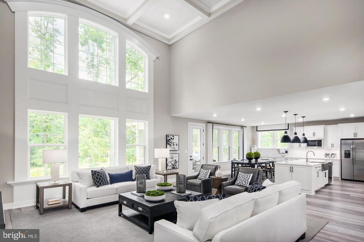 Interior, Kitchen, Living room, Pendant Lights, Recessed Lighting, Stainless Steel Appliances, Wood Texture Flooring