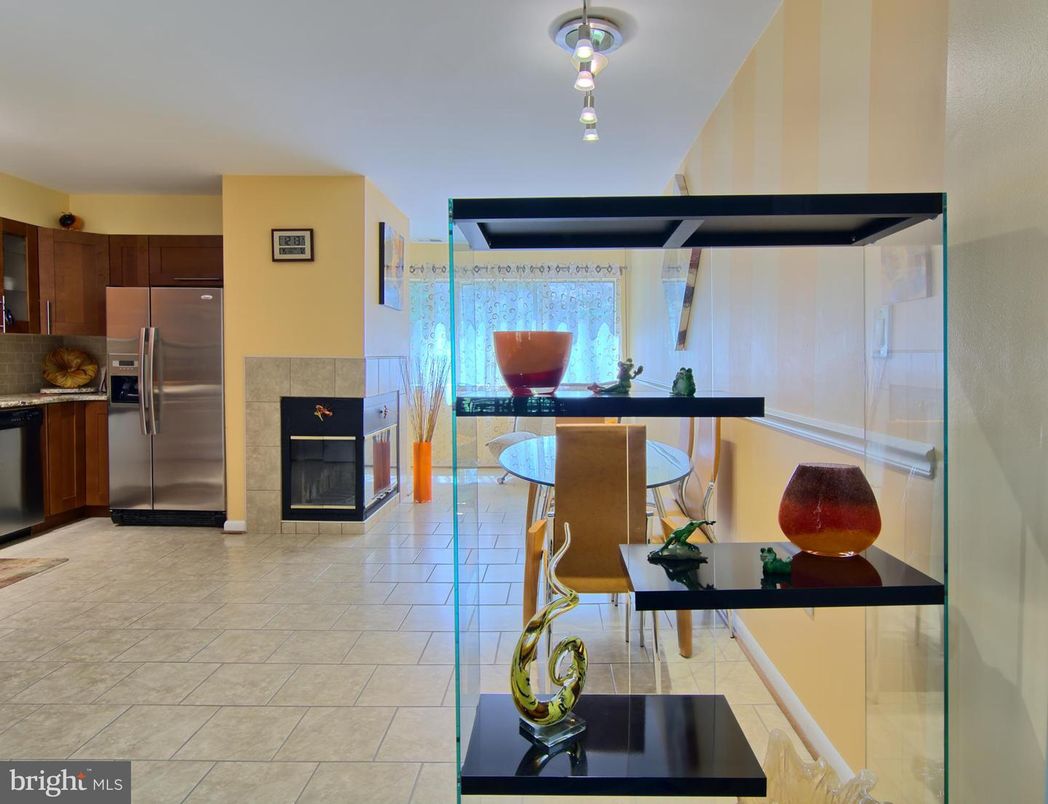 Dining room, Fireplace, Interior, Kitchen, Stainless Steel Appliances