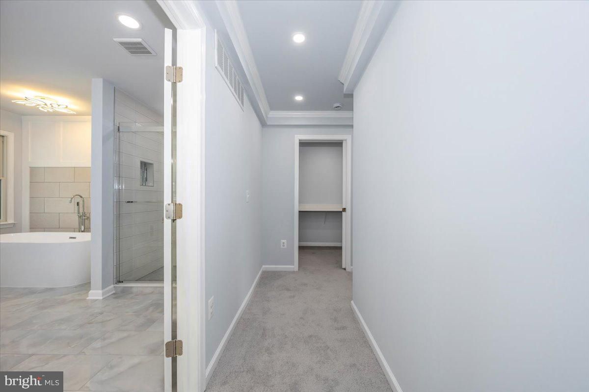 Bathroom, Free Standing Baths, Interior, Marble, Recessed Lighting