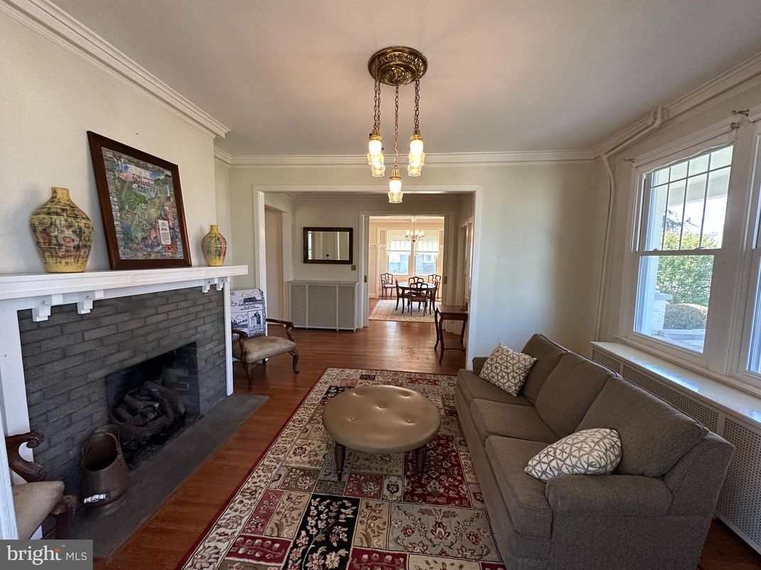 Dining room, Fireplace, Interior, Living room, Pendant Lights, Wood Texture Flooring