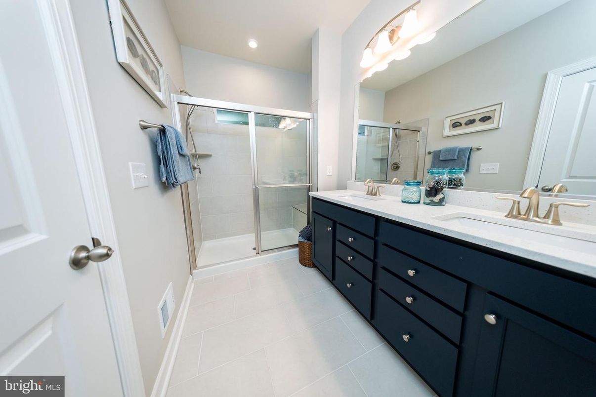 Bathroom, Dual Sink Vanities, Glass Shower, Interior, Recessed Lighting