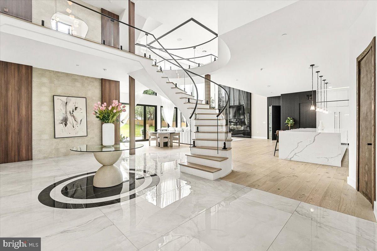 Interior, Marble, Marble Walls, Pendant Lights, Recessed Lighting, Wood Texture Flooring