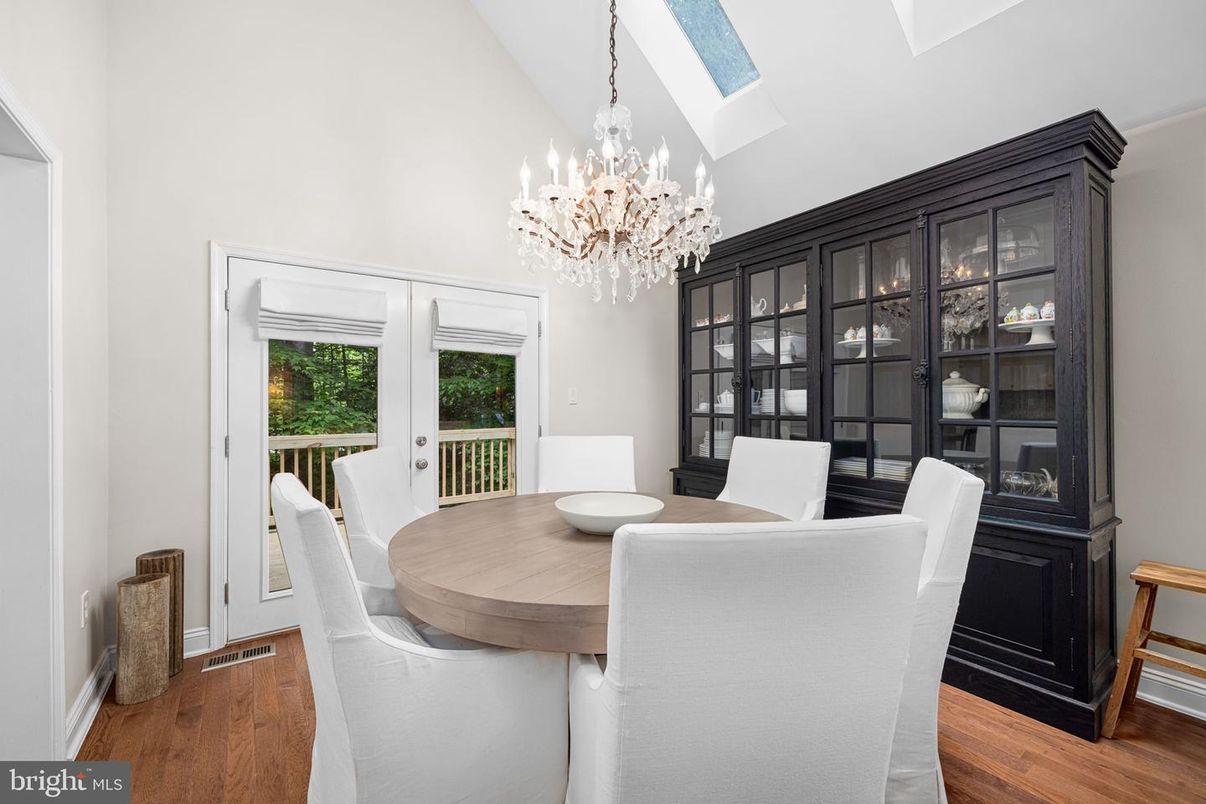 Chandelier, Dining room, Interior, Wood Texture Flooring