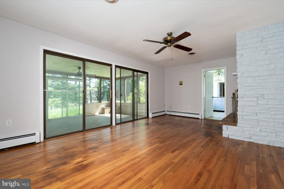 Empty room, Interior, Stone Walls, Wood Texture Flooring