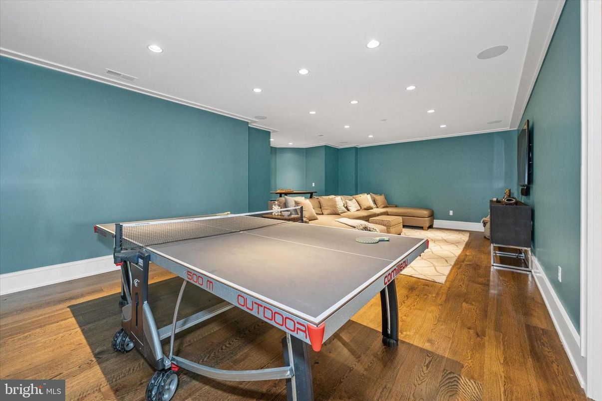 Game Room, Interior, Recessed Lighting, Wood Texture Flooring