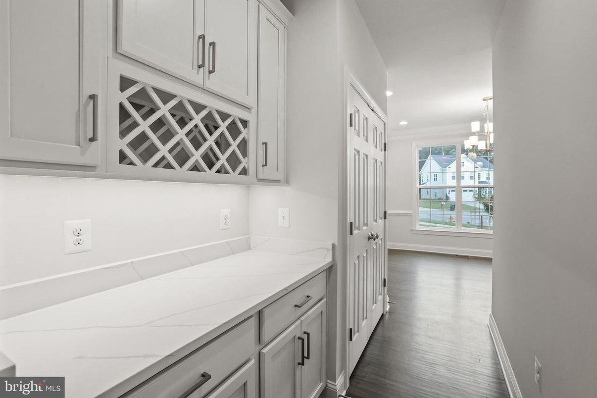Chandelier, Interior, Kitchen, Pendant Lights, Recessed Lighting, Wood Texture Flooring