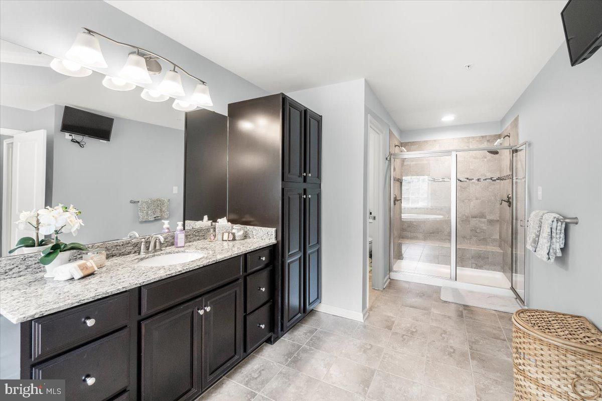Bathroom, Dual Sink Vanities, Glass Shower, Interior, Recessed Lighting